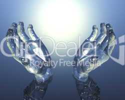 3D glass hands