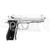 Closeup of pistol isolated on a white