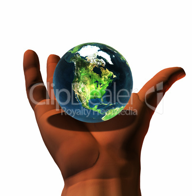 3D earth on 3D hand