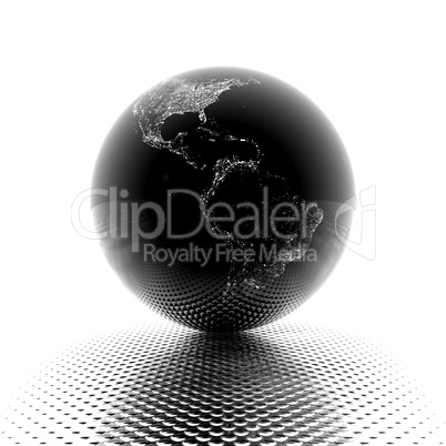 earth model with reflection on dotted background