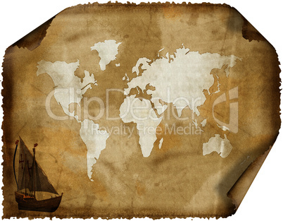 old world map on grunge retro paper