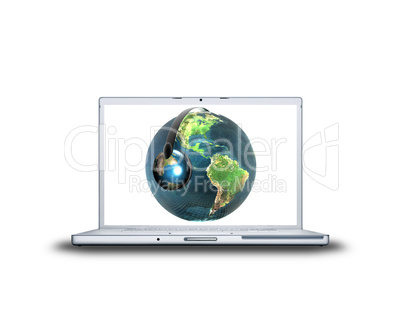 earth  on laptop screen