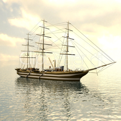 Sailing vessel in the sea