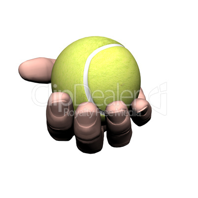 hand with tennis ball