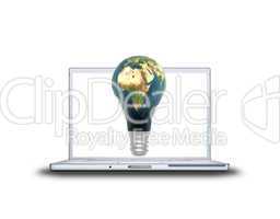 3D lamp earth textured on laptop screen