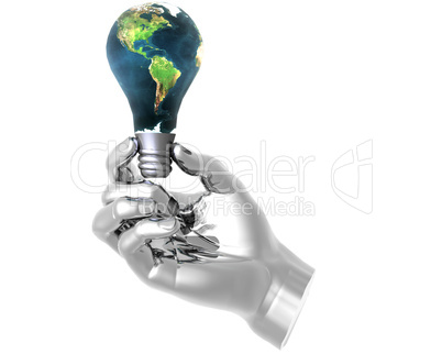 3D lamp earth textured in 3D hand