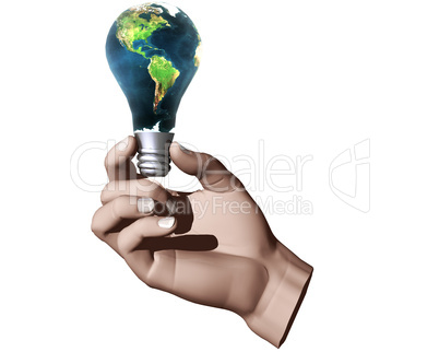 3D lamp earth textured in 3D hand