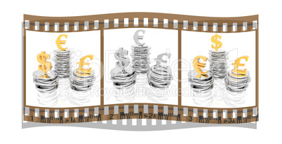 film with coins isolated on a white