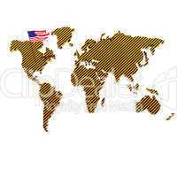 us flag on the world map isolated on a white