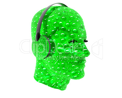 3D men textured face with headphone