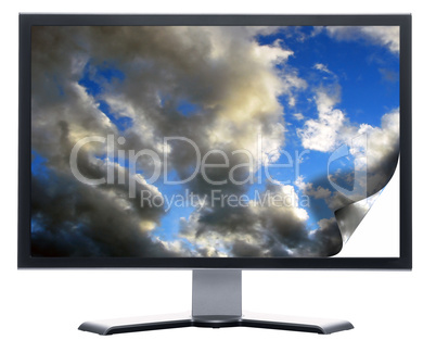 monitor with curling sky