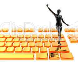 naked women on keyboard isolated on a white