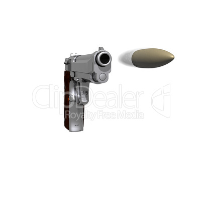 Closeup of pistol isolated on a white