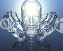 3D glass men head