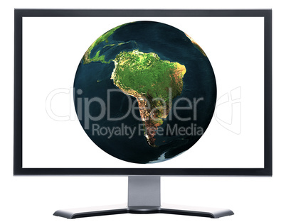 monitor with 3D globe