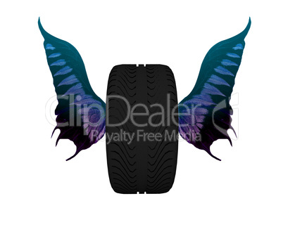 tire wheel  with wings isolated on a white