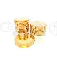 Golden coins isolated on a white