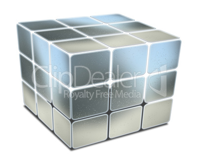 cube with gaps blue metal textured