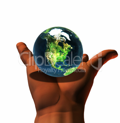 3D earth on 3D hand