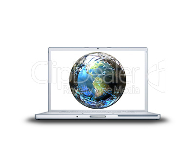 earth  on laptop screen