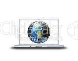 earth  on laptop screen