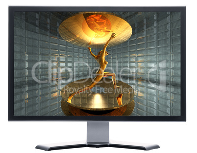monitor with 3d virtual girl
