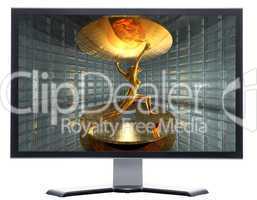 monitor with 3d virtual girl