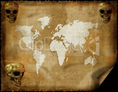 old world map on grunge retro paper