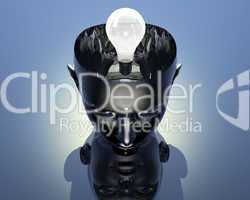 3D lamp in 3D cyborg girl head