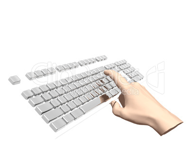 finger pushing key on keyboard