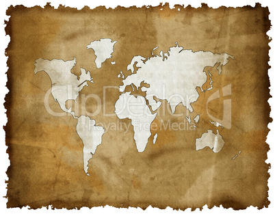 old world map on grunge retro paper