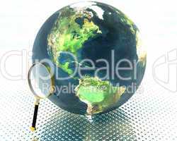 3D earth with magnifier