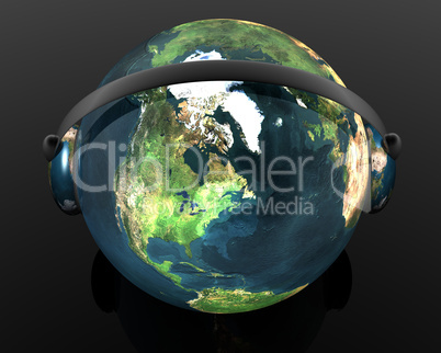 3D music globe with headphone
