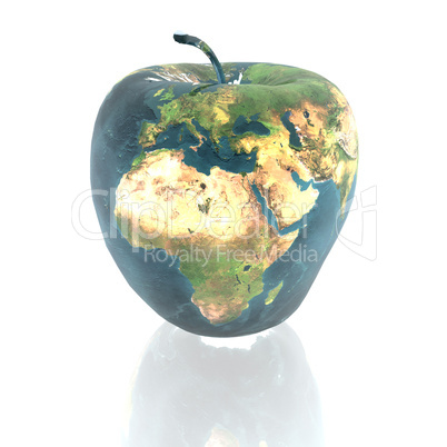 bright apple with earth texture