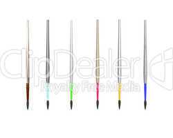 6 colorful paint-brushes