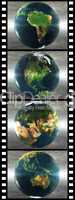 film with 4 images of the earth isolated on a white
