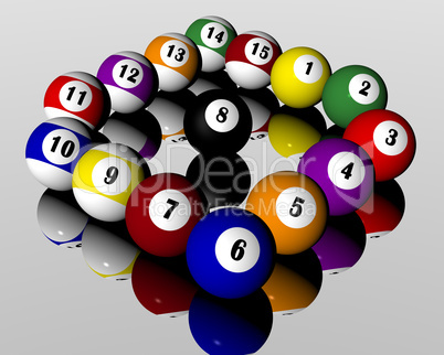 fifteen pool billiard balls