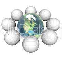 3d volley balls with earth