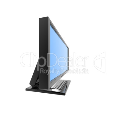 Computer lcd flat monitor isolated on white