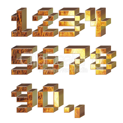 set of 3d metal digits