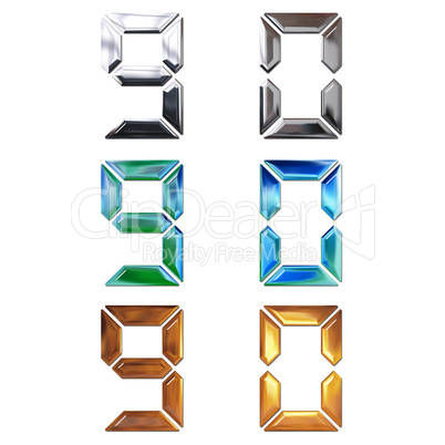 set of 3d metal digits