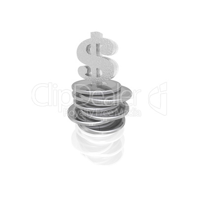 silver coins isolated on a white