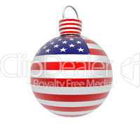 bright 3d christmas ball with USA flag