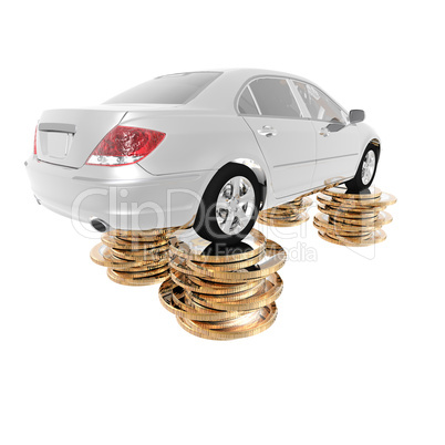 luxury car on the dollar coins