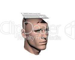 3D men cracked head with keyboard