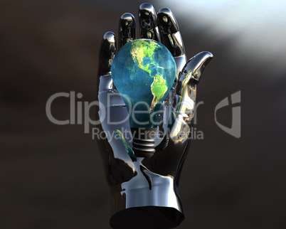 3D lamp earth textured in 3D hand