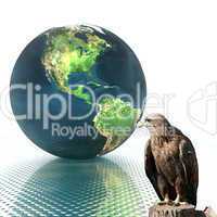 3D globe with eagle