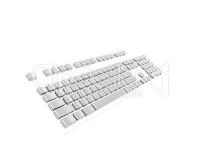 bright silver blank keyboard isolated on white