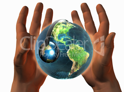 3D earth on 3D hands
