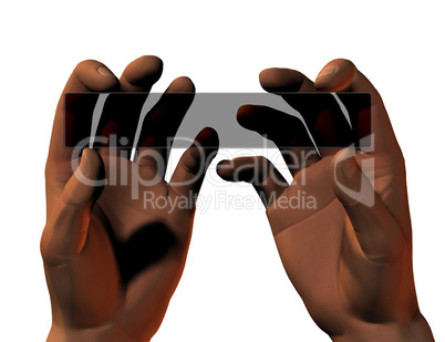 two hands with glass sticker